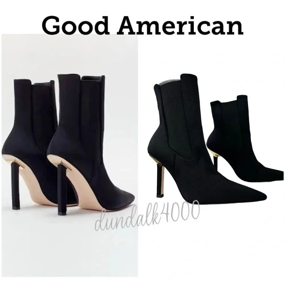 Good American High Kickstand Neoprene Bootie Stilettos Black 5